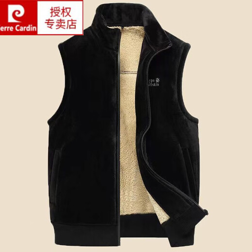 Pierre Cardin gold velvet winter vest plus velvet thickened warm lamb velvet waistcoat stand-up collar vest top jacket for men gray vest plus velvet XL recommended 120-140 Jin Jin is equal to 0.5 kg