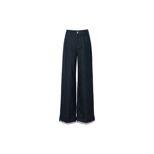 Eveli (eifini) Jiang Xin endorses Eveli herringbone velvet jeans straight wide-leg floor-length pants 2025 winter new style dark navy pre-sale M 105-115Jin Jin equals 0.5 kg waist circumference 70