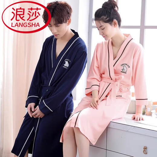 Langsha Camiseta para mujeres 2025 Summer algodón puro de algodón delgado pareja sexy de bañera de bata y otoño