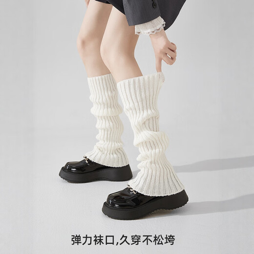 Skingcond Japanese pile socks white socks women's calf socks JK snow boots leg covers autumn and winter warm thickening long tube beautiful legs slimming y2k wear dark gray 1 pair M 42c