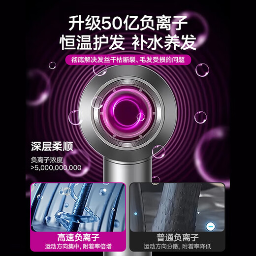 Forest Hair Dryer New National 3C Certification丨5 Billion Negative Ions for Hair Care Home Silent High Power Leafless High-speed Hair Dryer Huaqiangbei Student Dormitory Bright Purple Five Air Nozzles丨5 Billion Moisturizing Negative Ions丨Constant Temperature Hair Care 2025 New Model丨Top Version 1 1 Version 1.8 Meter Long Gift Box
