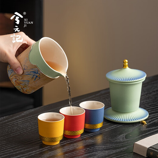 Xiyuanji Forbidden City Cultural and Creative Temple of Heaven tea set for men, fathers, elders, birthday gifts, customers and foreigners commemorative souvenirs. My tea set 7-piece Forbidden City Jiangshan Shaohe gift box set-Yao Qinglu