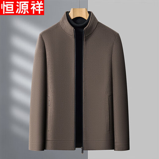 Hengyuanxiang woolen coat men's stand-up collar middle-aged coat dad winter thickened down jacket goose down liner removable