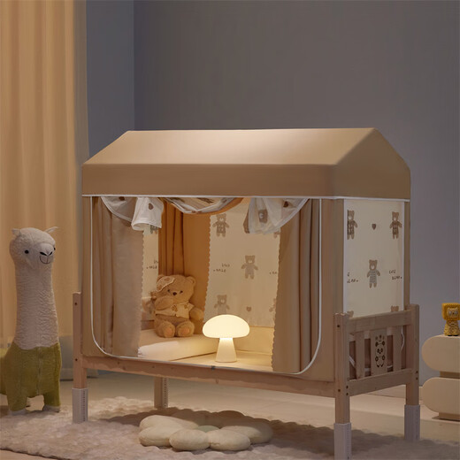 2025 New Baby Spliced Bed Mosquito Net Home Bedroom Full Bottom Children's Anti-Fall Mongolian Yurt Blackout Bed Tent Snow Yourui Curtainless Model Width 60 Length 140 Height 116cm