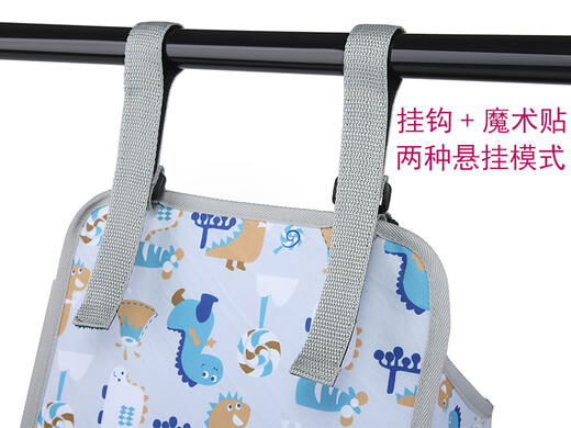 Jingmengyuan crib hanging bag storage bedside hanging bag bedside storage rack diaper storage bag bb storage bag diaper light gray dinosaur pattern medium one size fits all 42x27x20cm
