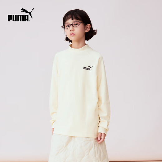 PUMA official authentic new children's long-sleeved T-shirt half turtleneck elastic comfortable and warm white 10101 165