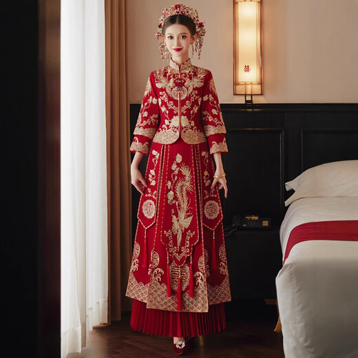 Grosfairy XiUhe Tragen 2025 Neues Braut Hochzeitskleid Kleider Chinesisches Hochzeitskleid Dragon Phoenix Kleid Toast Kleidung Show und Set fenglaiyi Diamondless s
