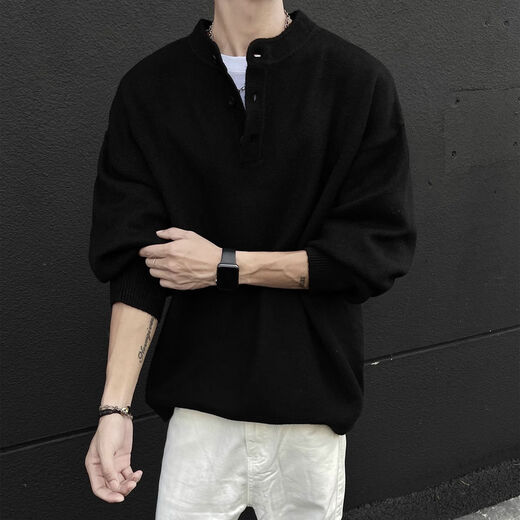 Pupan American style lazy style cleanfit Henry collar sweater men's autumn and winter bottoming thickened sweater jacket dark gray autumn and winter upgraded heavyweight model M M95 to 115Jin Jin is equal to 0.5 kg and can be worn