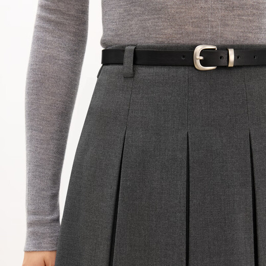 Eifini (eifini) Eifini classic simple texture pleated long skirt for women 2025 autumn new versatile casual commuting skirt dark sandalwood mid-length version free belt with order M 100-110Jin Jin equals 0.5 kg