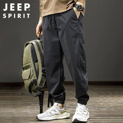 JEEP SPIRIT Jeep Casual Pants Men's Autumn and Winter Trendy Workwear Pants Harlan Charge Pants Black XL
