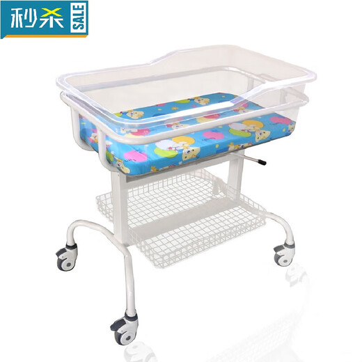 Confinement center crib anti-vomiting newborn crib obstetrical care bed abs mobile medical home stroller pink high-profile wheels plus brown silk mattress (with mosquito net)