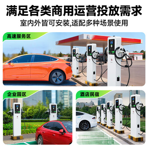 Lvchongchang Charging Pile New Energy Electric Vehicle Commercial Charging Pile Community Shared Shopping Mall B&B Scan QR Code Toll Charging Station 14KW Charging Pile - Scan QR Code + Swipe Card Standing Cabinet Double Gun 2ZA7-2