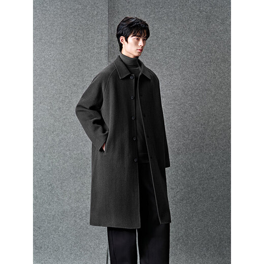 GXGGXG Men's Wear Shopping Mall Dark Gray Raglan Sleeve Commuting Long Coat Dark Gray 180/XL