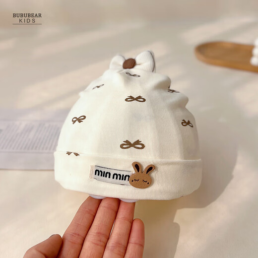 Шапочка для плода из чистого хлопка для новорожденных, тонкая детская шапочка на весну и осень с бантом в горошек, бескостная шапочка для головы ребенка и родничка, рекомендуется для детей 0–6 месяцев (высокая эластичность).