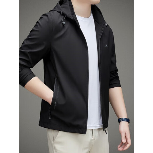 La nouvelle veste à capuche de printemps et d'automne de L Lilang pour la veste papa d'âge moyen et âgé de l'âge moyen pour hommes pour les affaires et le Black décontracté polyvalent M-3527 M 17080-110Jin [Jin est égal à 0,5 kg]