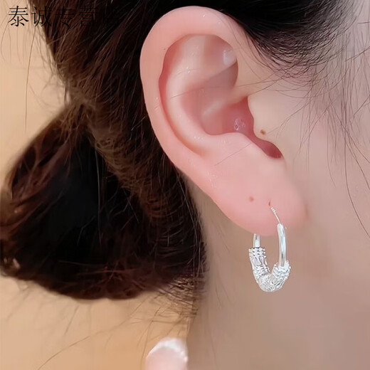 KZD Old Phoenix all-silver full-body pure silver 9999 earrings sterling silver earrings women's transfer bead earrings temperament earrings earrings small beads stick full-body pure silver earrings 5.355g fine solid + free certificate Lao Feng