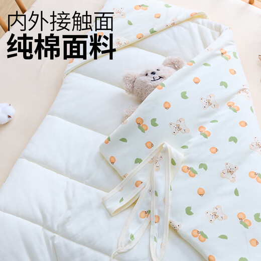 Racon 600g thickened blanket, newborn baby blanket, newborn pure cotton autumn and winter bag, single delivery room thickened swaddling bag, orange bear, beanie velvet 600g 90*90, plus velvet and thickening
