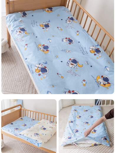 Newborn baby mattress pure cotton children's spliced bed cotton mattress removable and washable baby kindergarten nap bedding astronaut cushion cover + cotton core 60*110