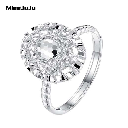 Miss JuJu pt950 platinum pigeon egg ring for women, platinum live adjustable ring gift for girlfriend, weight 3.9-4.1g + blue silk gift box