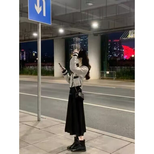 SENLIANNA 2025 spring, autumn and winter new women's suit long-sleeved dress for small people to wear a complete set of fashionable clothes suit one size 85-125Jin Jin equals 0.5 kg