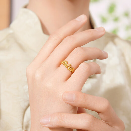 Century Yuan Butterfly Gold Ring Ancient Method Pure Gold Exquisite and Elegant Everyday Versatile Ring Birthday Gift for Girlfriend 4.15g 15 Circles