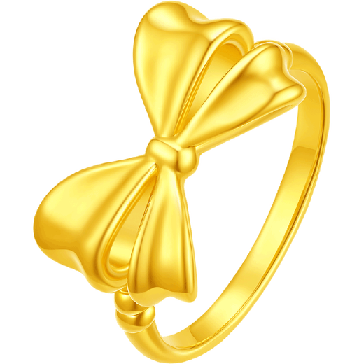 Jinzhifu Bow Gold Ring Girls Shiny Gold Ring for Girlfriend, Wife Confession Valentine's Day Gift, Shiny Style, Approximately 0.75 Grams (Refund for More - No. 16)
