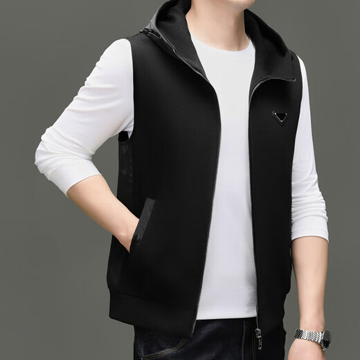SEVEN 7 Young Men's Light Business Thin Vest Spring and Autumn Sleeveless Suit Waistcoat Black XL 180