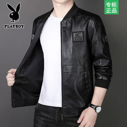 Кожаная мужская куртка Playboy Haining, большой размер, мягкая кожа, новинка 2025 года, осенне-зимний стиль, красивая бархатная корейская куртка, мужская куртка, черный бархат, размер XL Рекомендуется 116-140 Джин Джин равен 0,5 кг