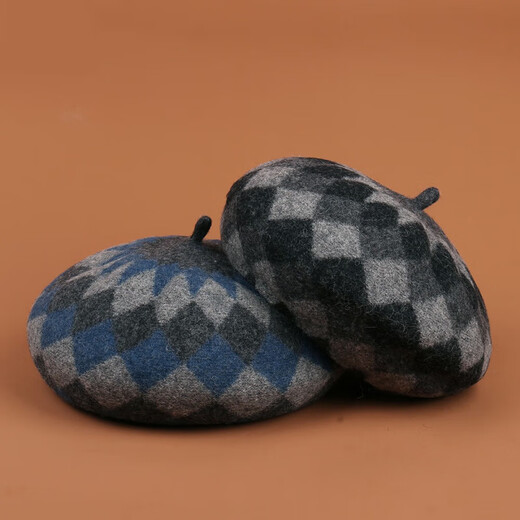 Lee dprre autumn and winter woolen beret new fashion ladies British elegant temperament retro literary versatile painter hat navy + gray one size 55-58cm