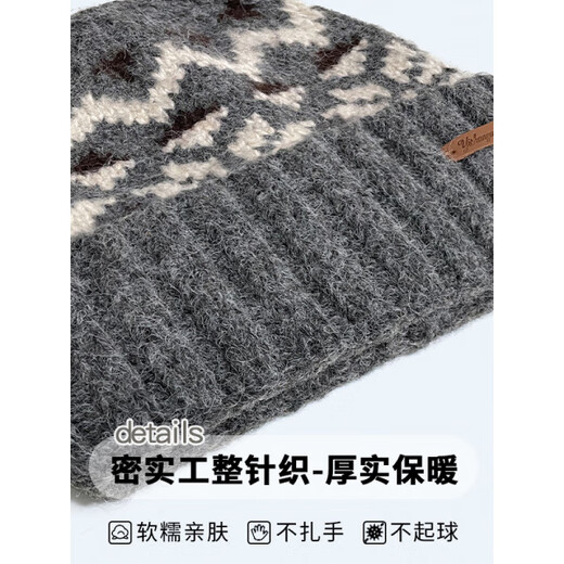 SOMUBAY (SOMUBAY) cold hat men's autumn and winter hat men's winter hat gray knitted hat boys' woolen hat winter trendy brand containing wool dark gray M (56-58cm)