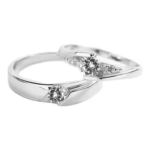 I Do Promise Series Platinum PT950 Diamond Ring Couple Proposal Engagement Diamond Ring for Girlfriend Eternal Love - Platinum Ring Opening Adjustable