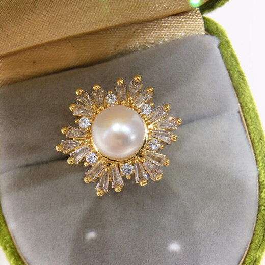 Yongsi 5A grade high-brightness natural freshwater pearl pendant earrings ring-like zircon snowflake pearl set gold pendant