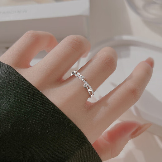 YaoYiZun Huazhi sterling silver ring women's index finger single ring light luxury niche high-end gift for wife's birthday gift for girlfriend Huazhi sterling silver ring