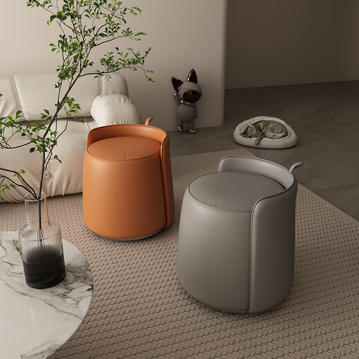 Fat Donglai's same style dressing table stool light luxury high-end modern simple light luxury makeup chair home bedroom makeup stool high-end gray (imported technical microfiber leather + 360 silent turntable)