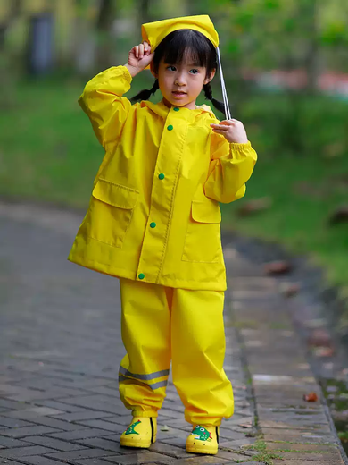 Fantasy children's raincoat overalls rain pants one-piece Anji play clothes dual-purpose waterproof full body boys and girls kindergarten set 901 yellow overalls + top M M