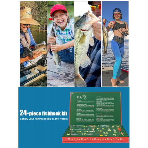 Skimming Shark | 24 pieces Lure Bait Set Gift Metal Sequins Hard Bait Soft Bait Accessories Bait Holiday Fishing Gear Gift Box 24 Pieces/Set Red Series Blind Box