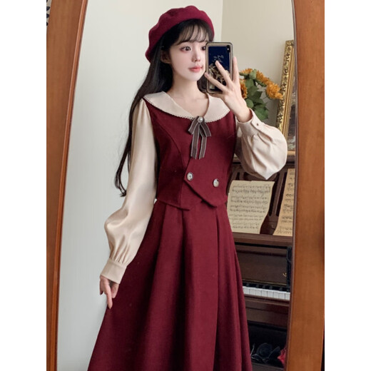 Xiang Ge's 18-year-old adult ceremony dress for girls, light luxury, high-end autumn and winter 18-year-old girl, high school student graduation holiday two-piece skirt, black M