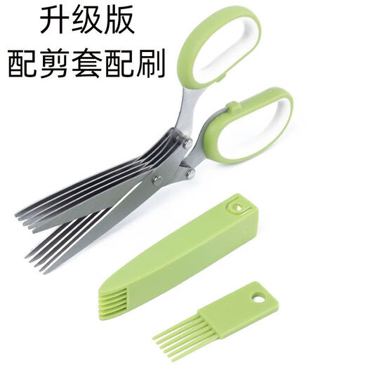 LZJV Ciseaux à Oignon Vert en Acier Inoxydable à Cinq Couches Ciseaux à Complément Alimentaire Multicouches Multifonctionnels pour Algues Ciseaux Alimentaires de Cuisine Petits Ciseaux Verts à 3 Couches 13 cm 1 Portion