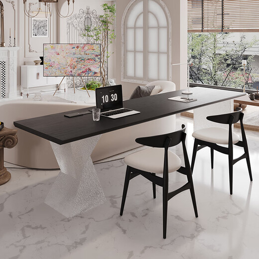 Oscarden solid wood desk, high-end, light luxury, large long table in the living room, home horizontal hall sofa, long table behind the sofa, study table, North American ash wood 220*60, wireless charging socket