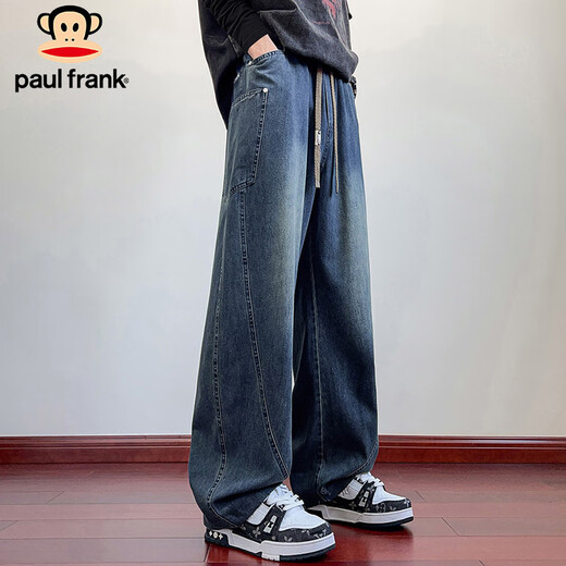 Paul Frank Jeans Men's Autumn American Scimitar Pants Men's Loose Casual Pants Men's Pants Wide Leg Pants Gray Blue XL