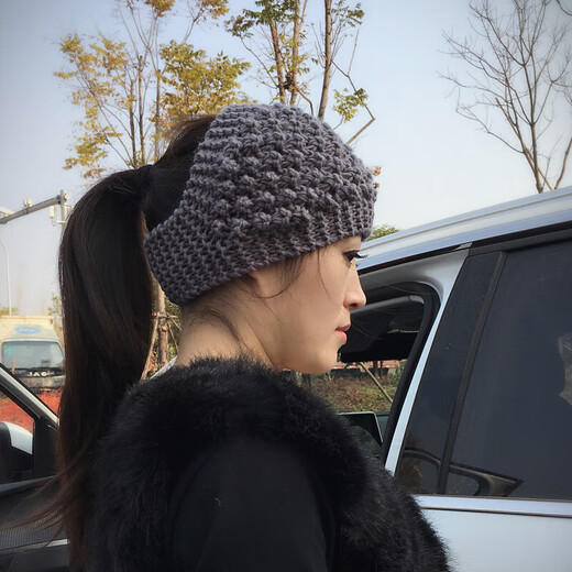 Autumn and winter hand-knitted warm ear protection woolen hat ultra-wide headband headband hair accessories headgear artifact Korean retro pineapple bean deep khaki