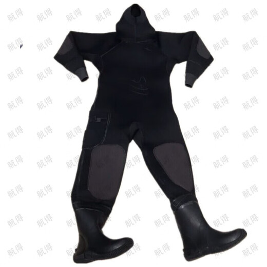 Hangde winter full dry wetsuit one-piece 6MM thickened waterproof and warm wetsuit wear-resistant cold dry suit deep diving without hood (one piece) L (height 170-175cm)