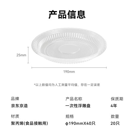 Disposable plates made in Tokyo, food grade thickened and high temperature resistant household camping picnic plates, diameter 19cm*40 pieces