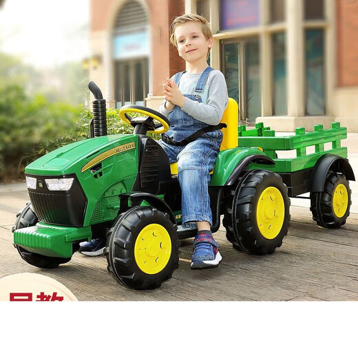 Hello Baby Internet celebrity children's tractor electric toy car that can sit with a bucket for children and babies remote control double car extra large red 12V7+remote control+tow bucket dual drive