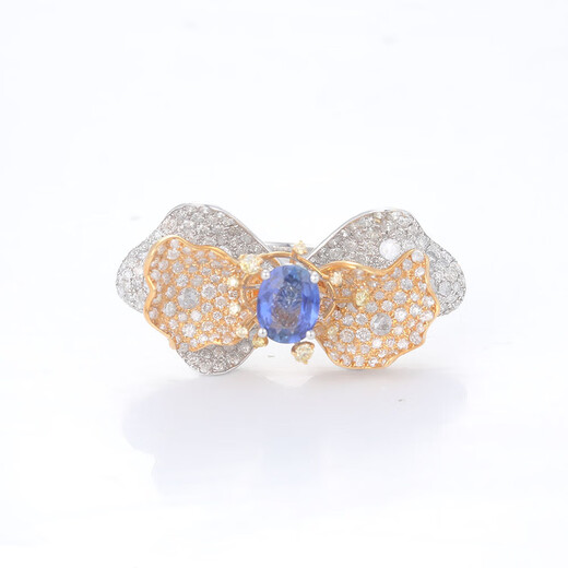 Huajin 18K gold luxury sapphire and diamond ring 1.38ct