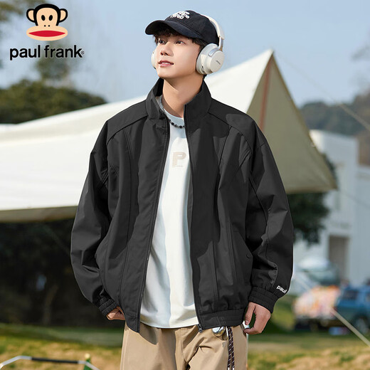 Paul Frank Jacket Men's Autumn and Winter Stand Collar Loose Workwear Jacket Men's Pilot Top Men's Dark Gray XL