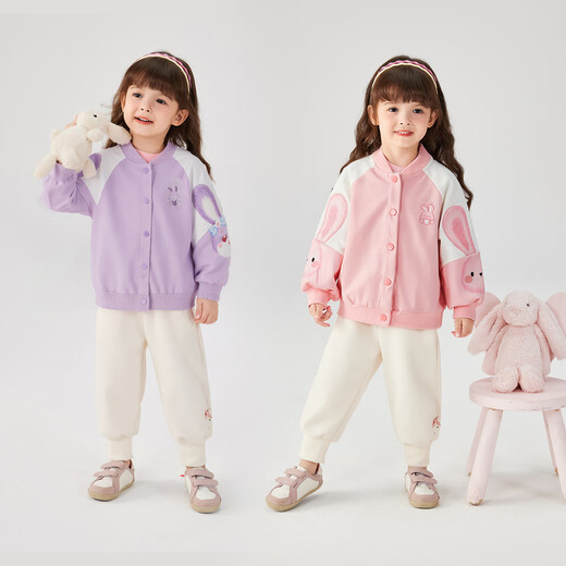 JELLYBABY童装女童加绒外套秋冬儿童上衣开衫冬季女宝宝棒球服冬季洋气