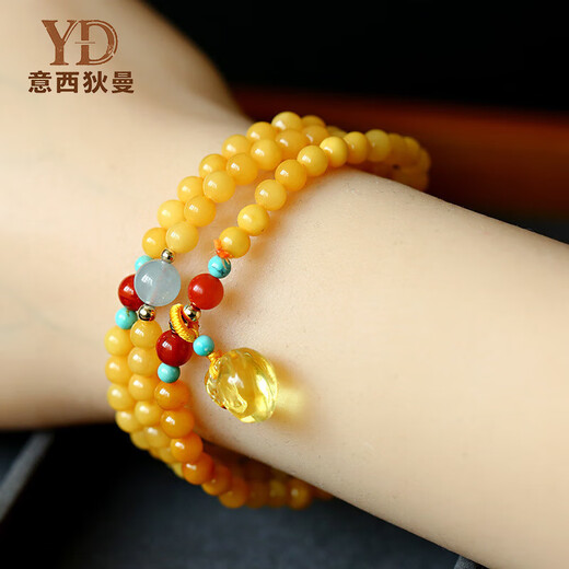 Italian beeswax bracelet for men and women, light luxury natural rough stone with turquoise, heather, red agate, golden agate lucky bag multi-circle bracelet, 5mm natural beeswax bracelet