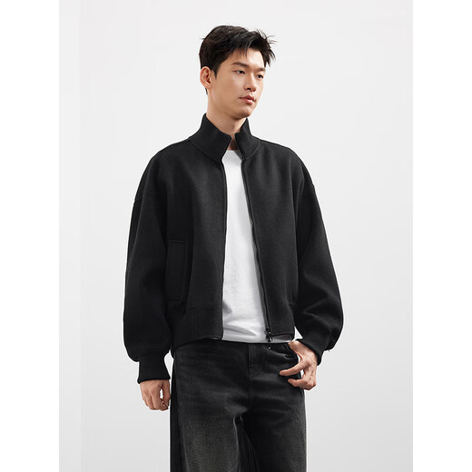 GXG мужское повседневное двустороннее шерстяное короткое пальто в американском стиле с воротником-стойкой, мужское 25-е зимнее новое стильное #G25D064001, черный M