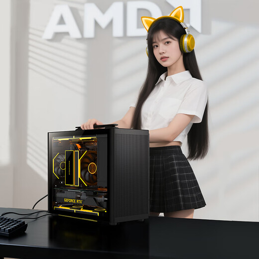 AMD Ryzen R5 5600/9600X/R7 5700X host complete machine/7650GRE/RTX5060 mini host itx host mini portable DIY computer assembly machine desktop configuration three丨R5 5600+RTX3050